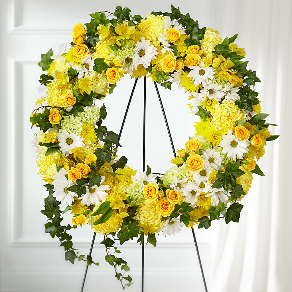 Golden Remembrance Wreath – ANTONIO FLOWERS & GIFTS, Miami FL