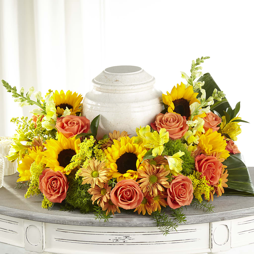 Faithful Sunflower Cremation Adornment – ANTONIO FLOWERS & GIFTS, Miami FL