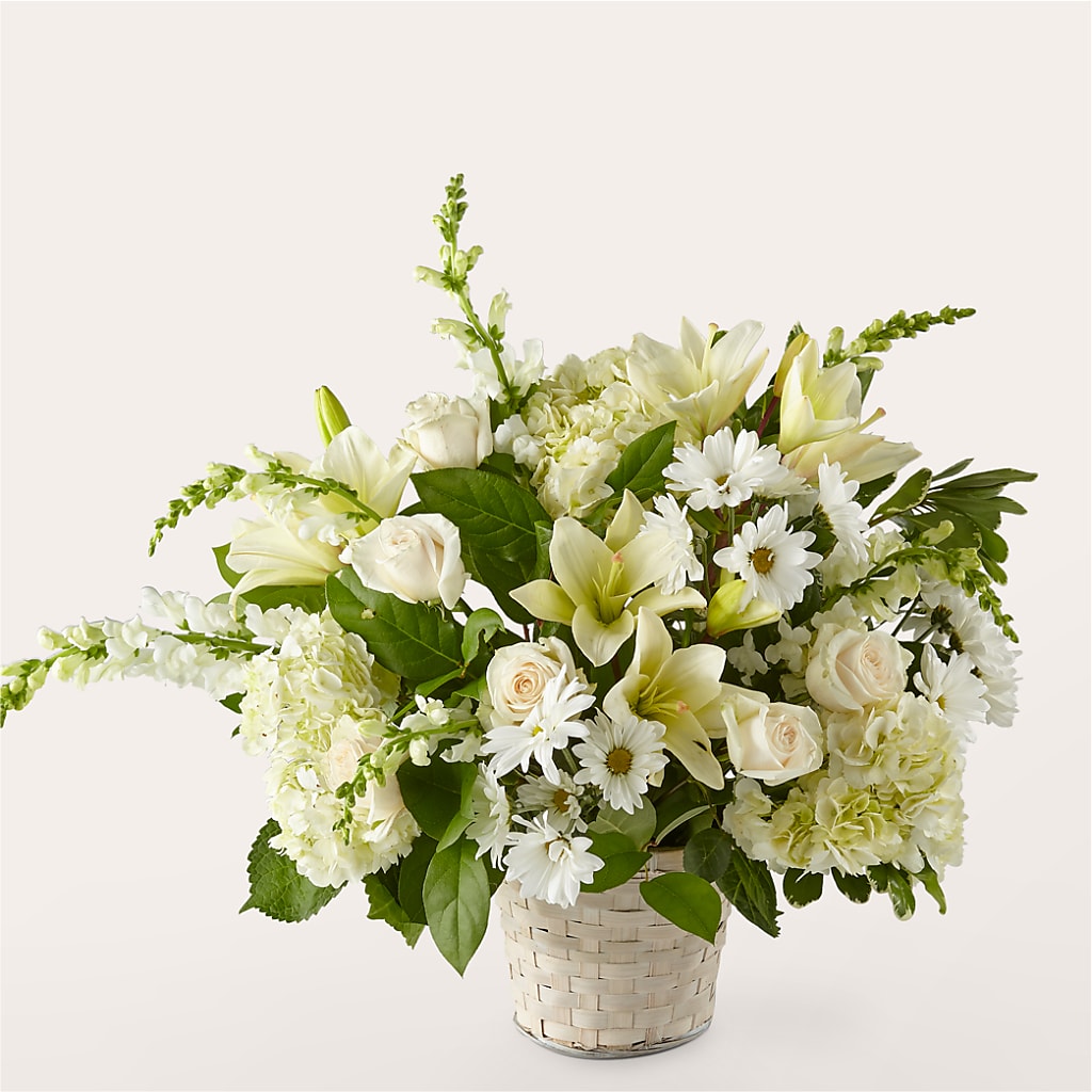 Ivory Elegance Floral Basket – ANTONIO FLOWERS & GIFTS, Miami FL