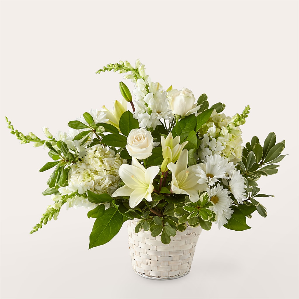 Ivory Elegance Floral Basket – ANTONIO FLOWERS & GIFTS, Miami FL