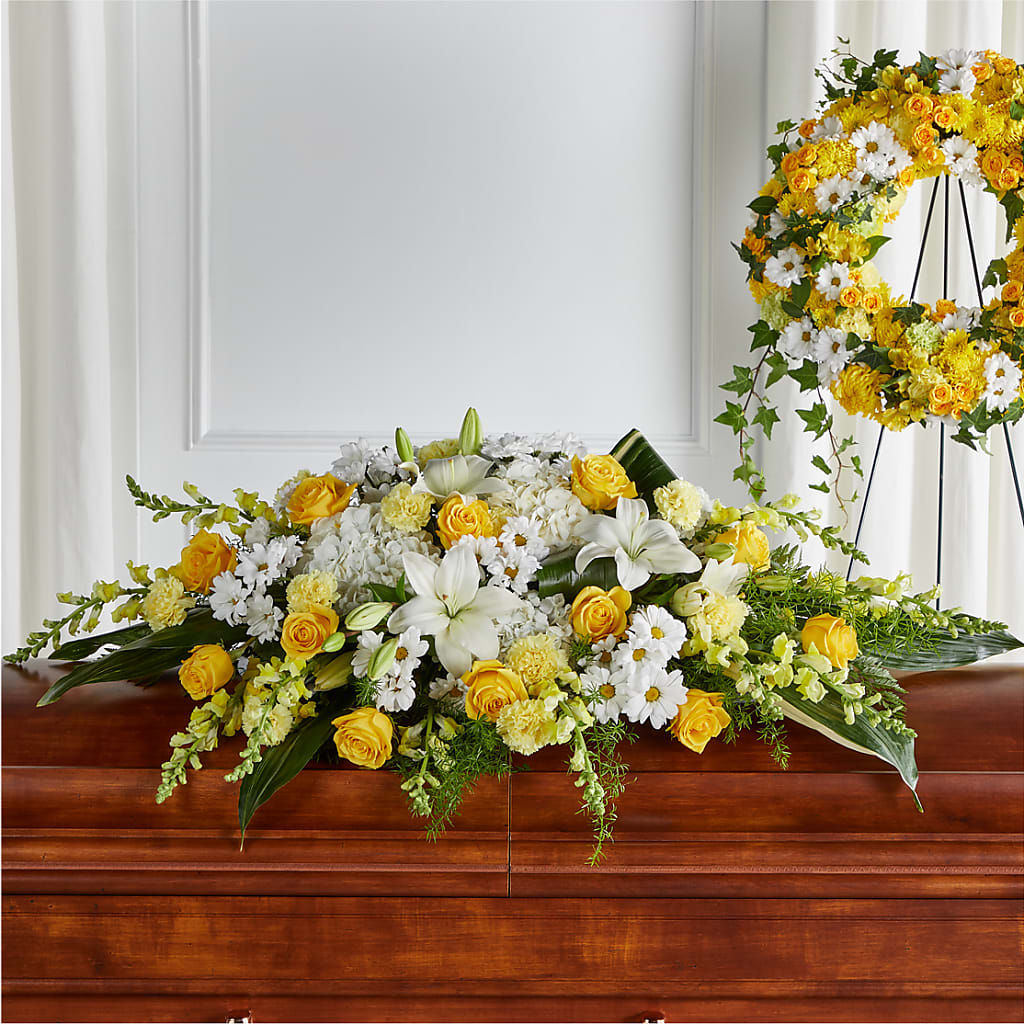 Golden Harmony Casket Spray – ANTONIO FLOWERS & GIFTS, Miami FL