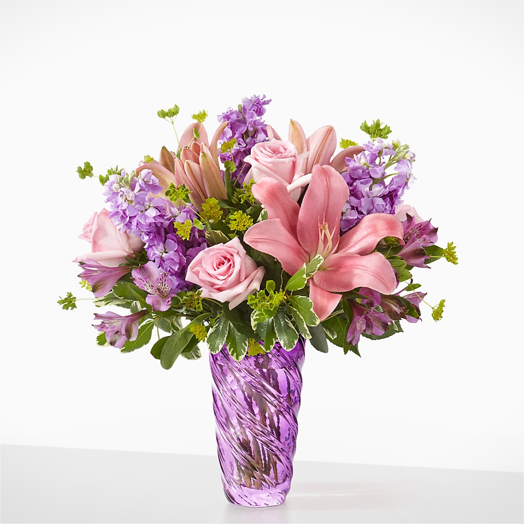Precious Petals Bouquet with Luxe Swirl Vase – ANTONIO FLOWERS & GIFTS, Miami FL