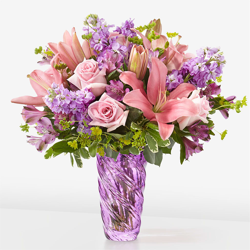 Precious Petals Bouquet with Luxe Swirl Vase – ANTONIO FLOWERS & GIFTS, Miami FL
