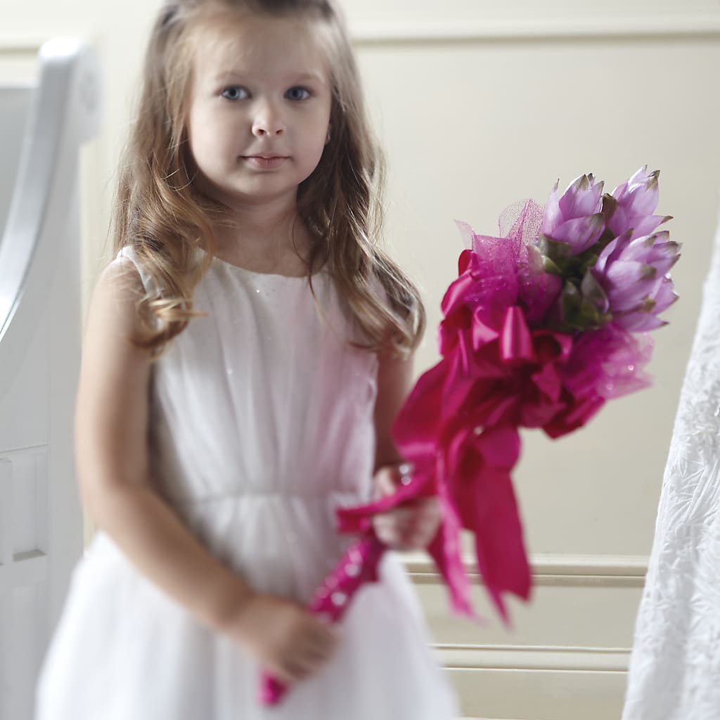 Sparkle Pink Flower Girl Bouquet – ANTONIO FLOWERS & GIFTS, Miami FL