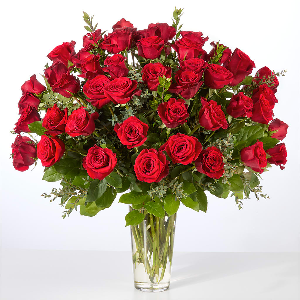 Forever Yours Fifty Stem Red Rose Bouquet – ANTONIO FLOWERS & GIFTS, Miami FL